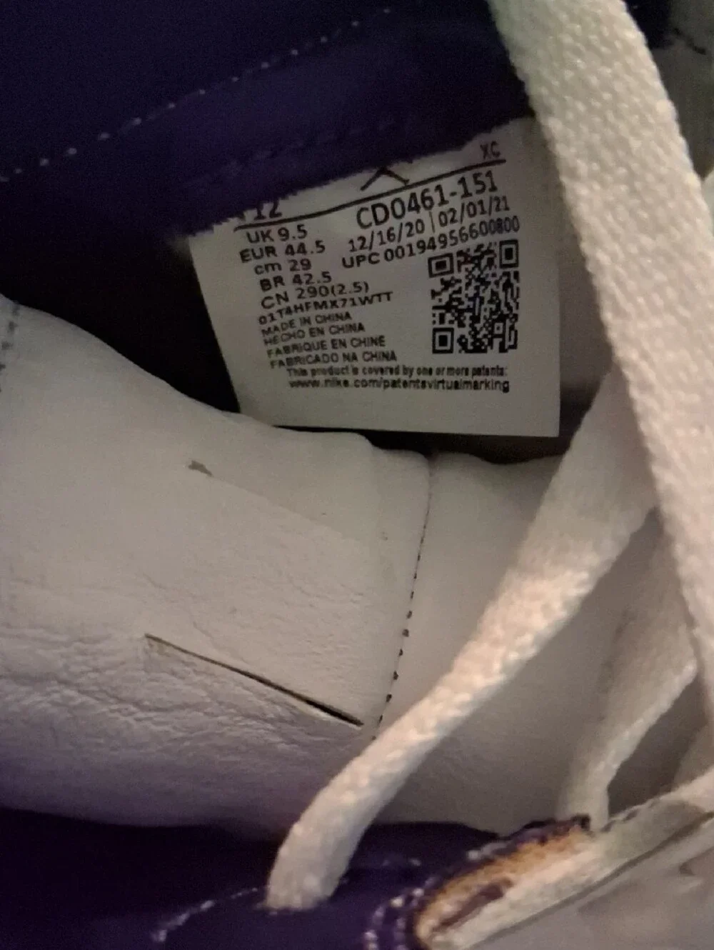 Jordan White & Purple High-Top Sneakers